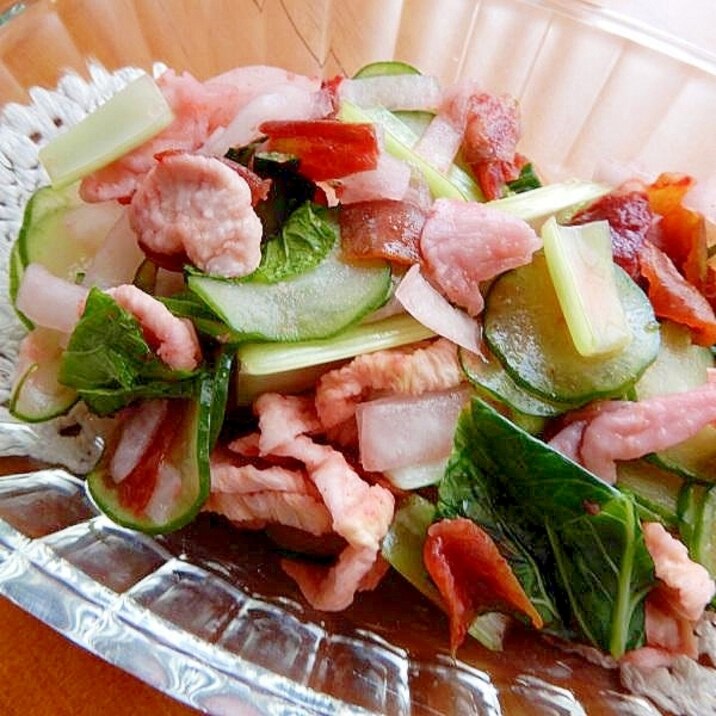 5分!すぐ食べる漬け物サラダ❤プラムの皮でエコ♪